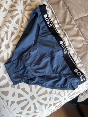 Boss Navy Briefs with Black Waistband and White Logo